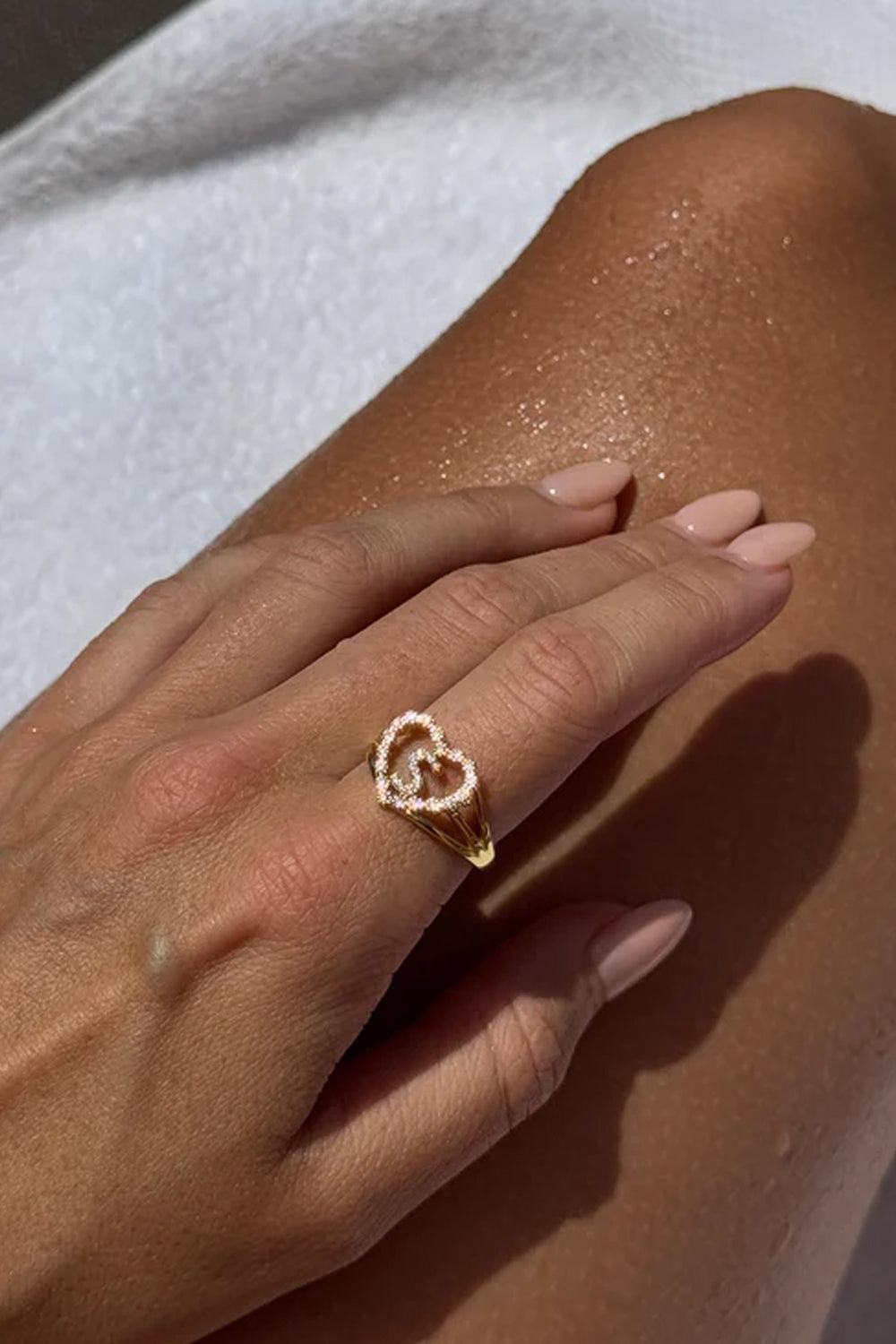 Letter Ring J Gold