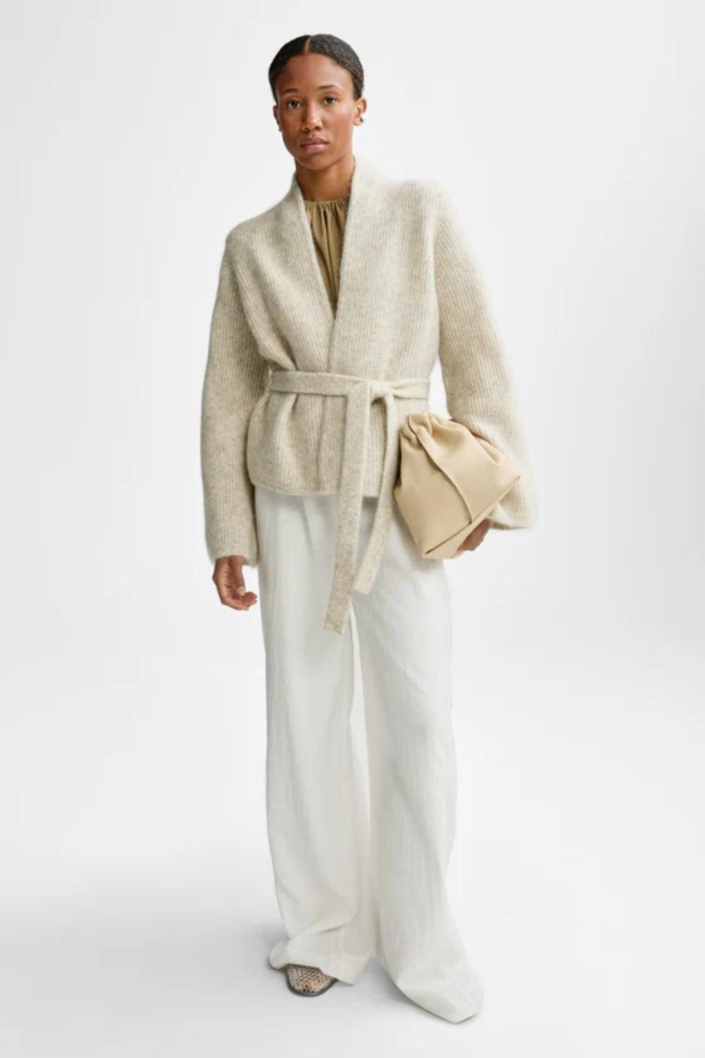 Lila Mohair Cardigan Wheat