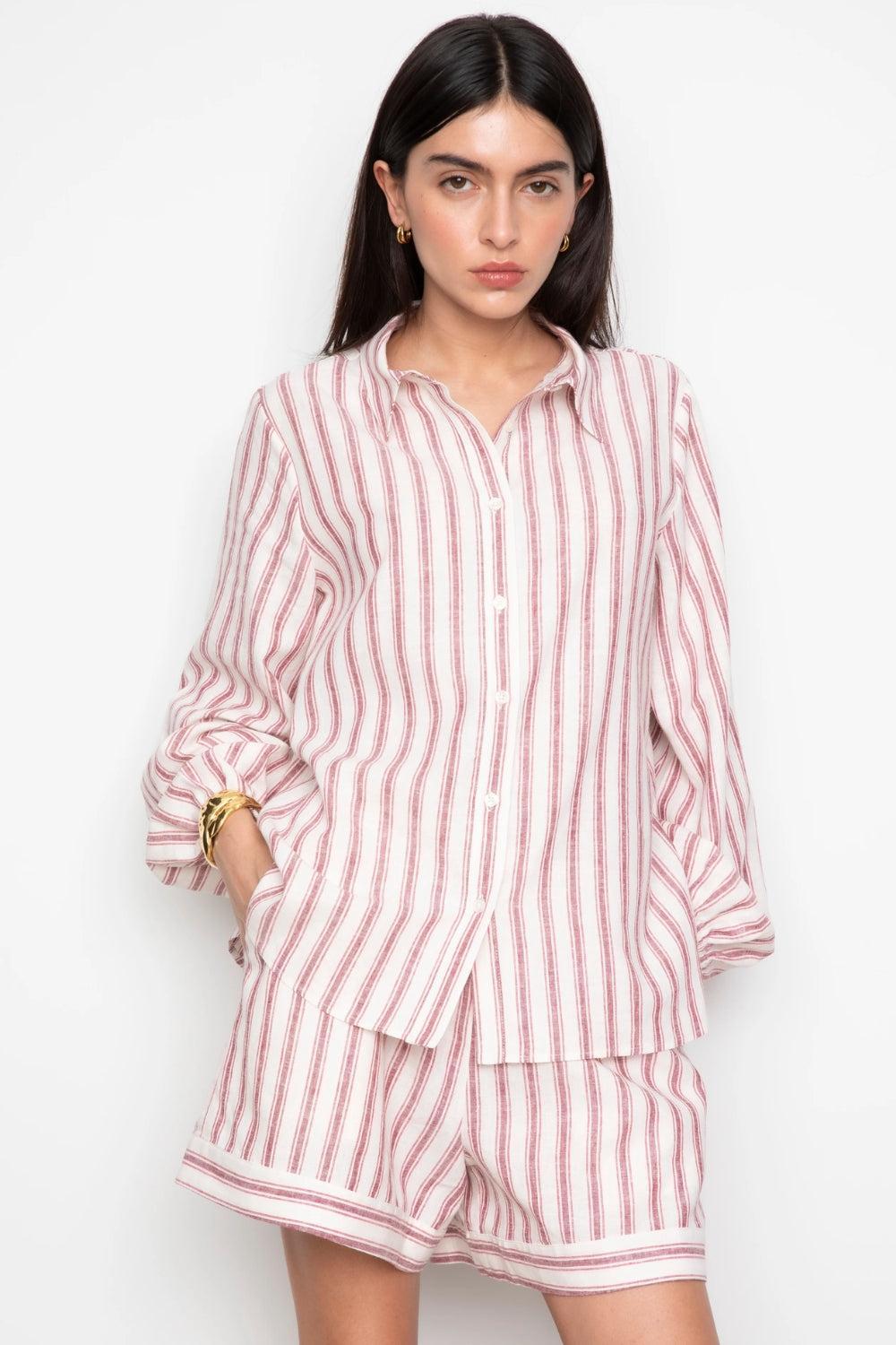 Lilia Shorts Berry stripe