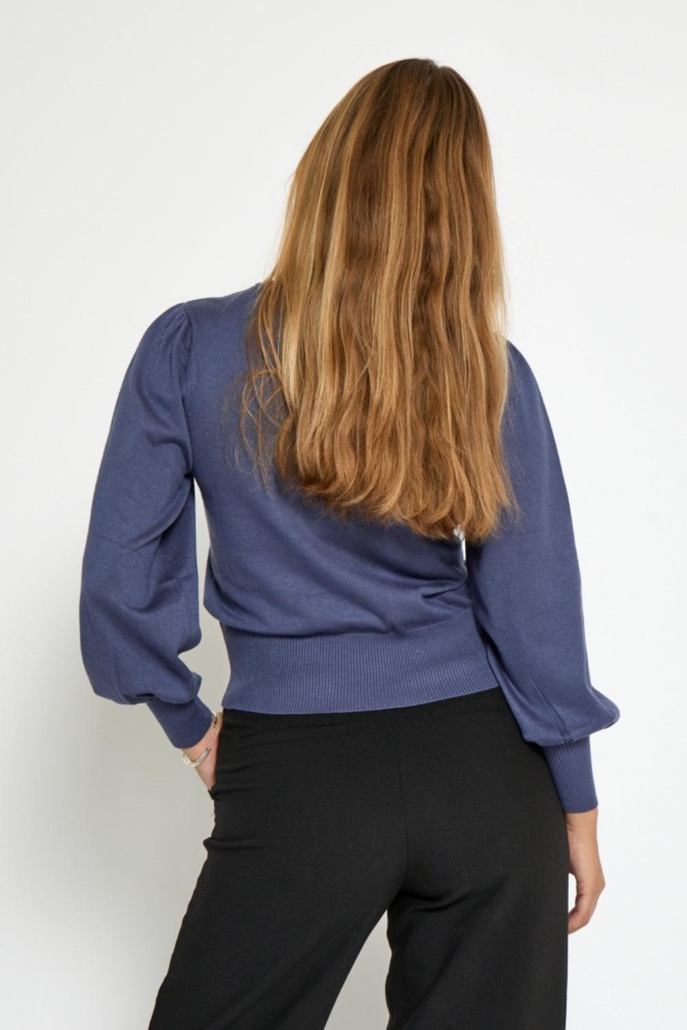 Liva Long Sleeve Pullover Black Iris Solid