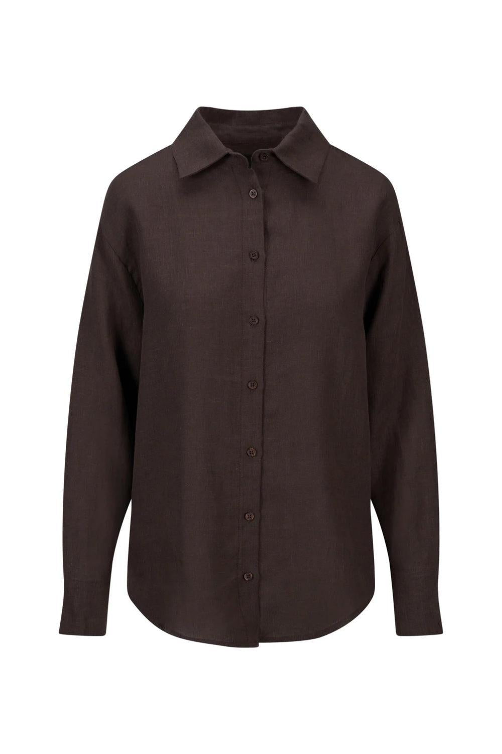 Livia Linen Shirt Dark Brown