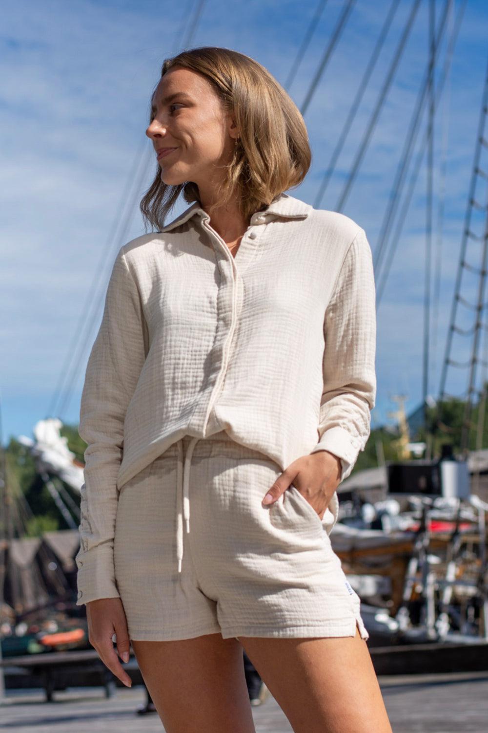Livia crepe shirt Beige