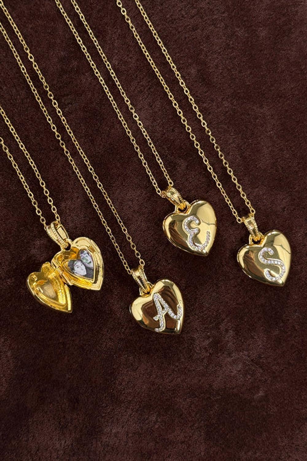 Locket Letter Necklace Gold