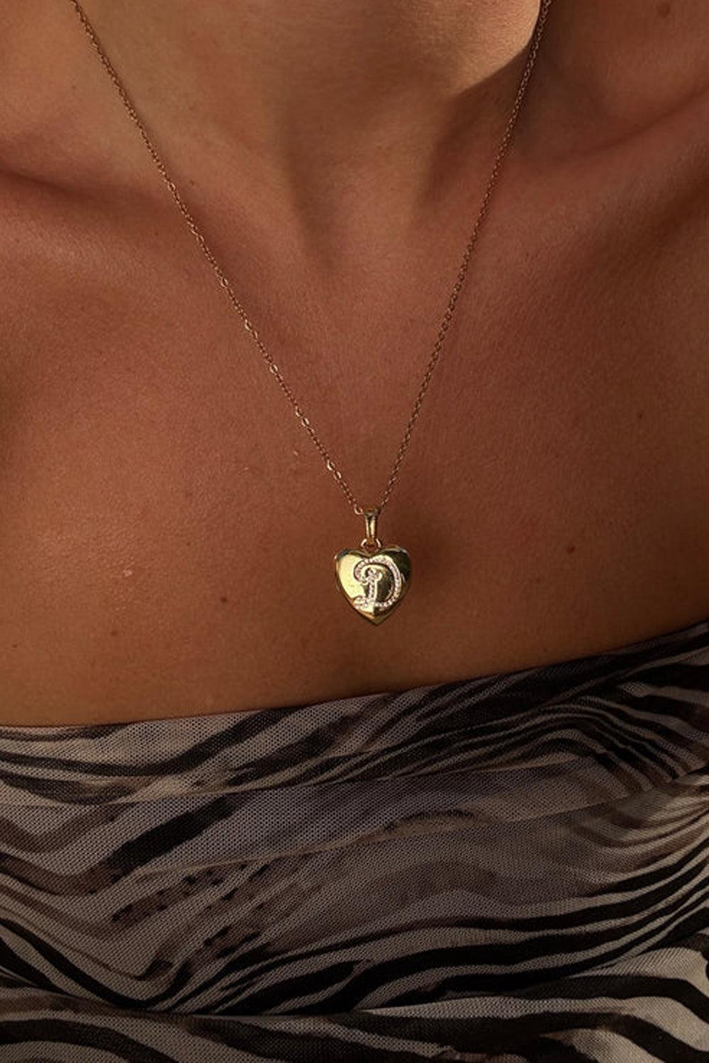 Locket Letter Necklace Gold