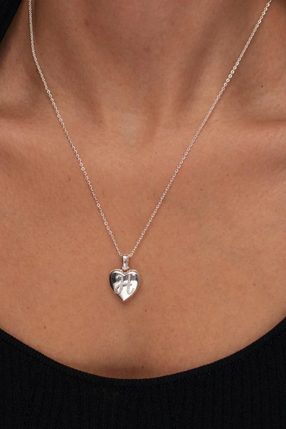 Locket Letter Necklace Silver