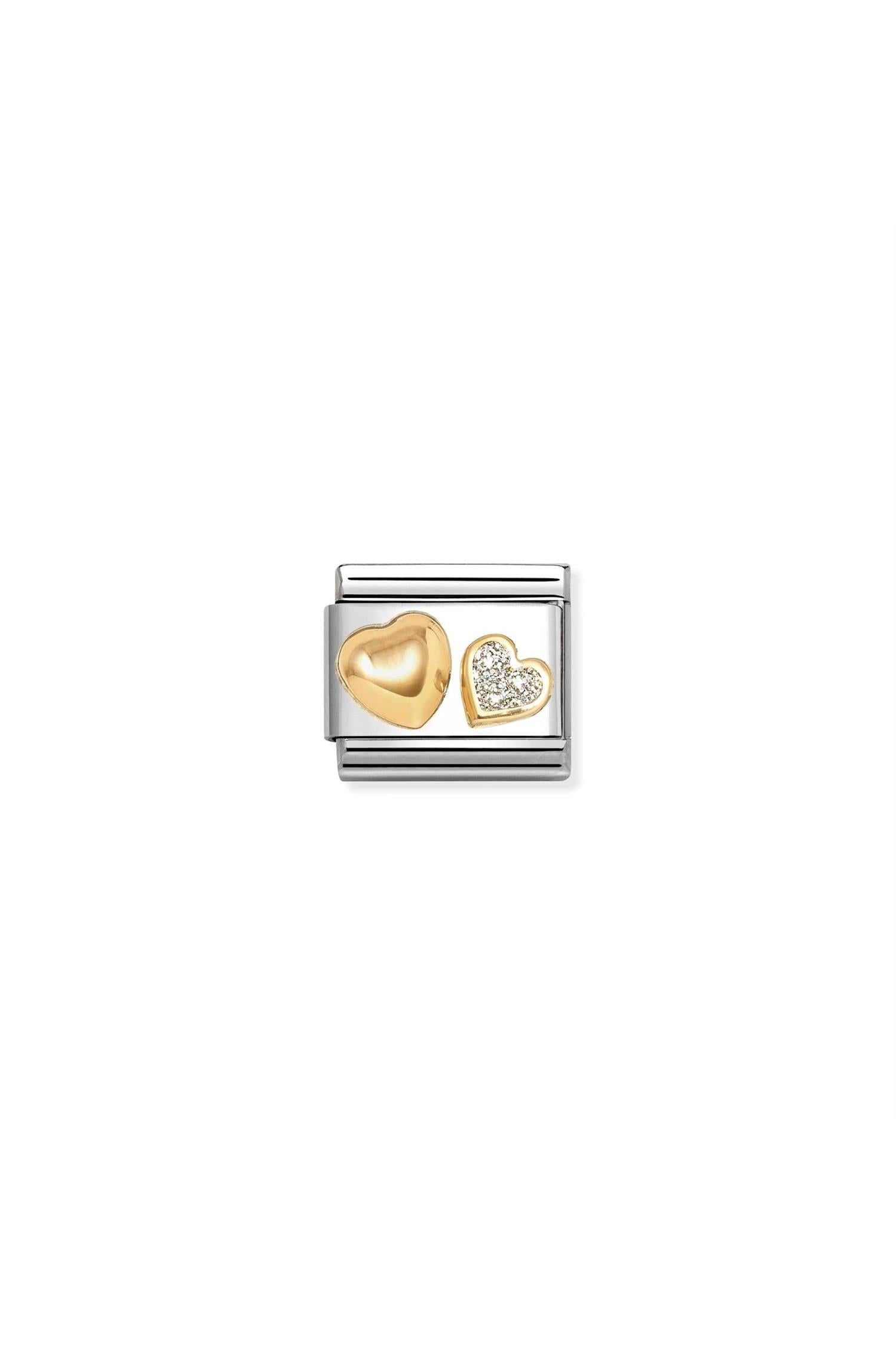 Love 18k Gold & Enamel Silver Heart and Rounded Heart