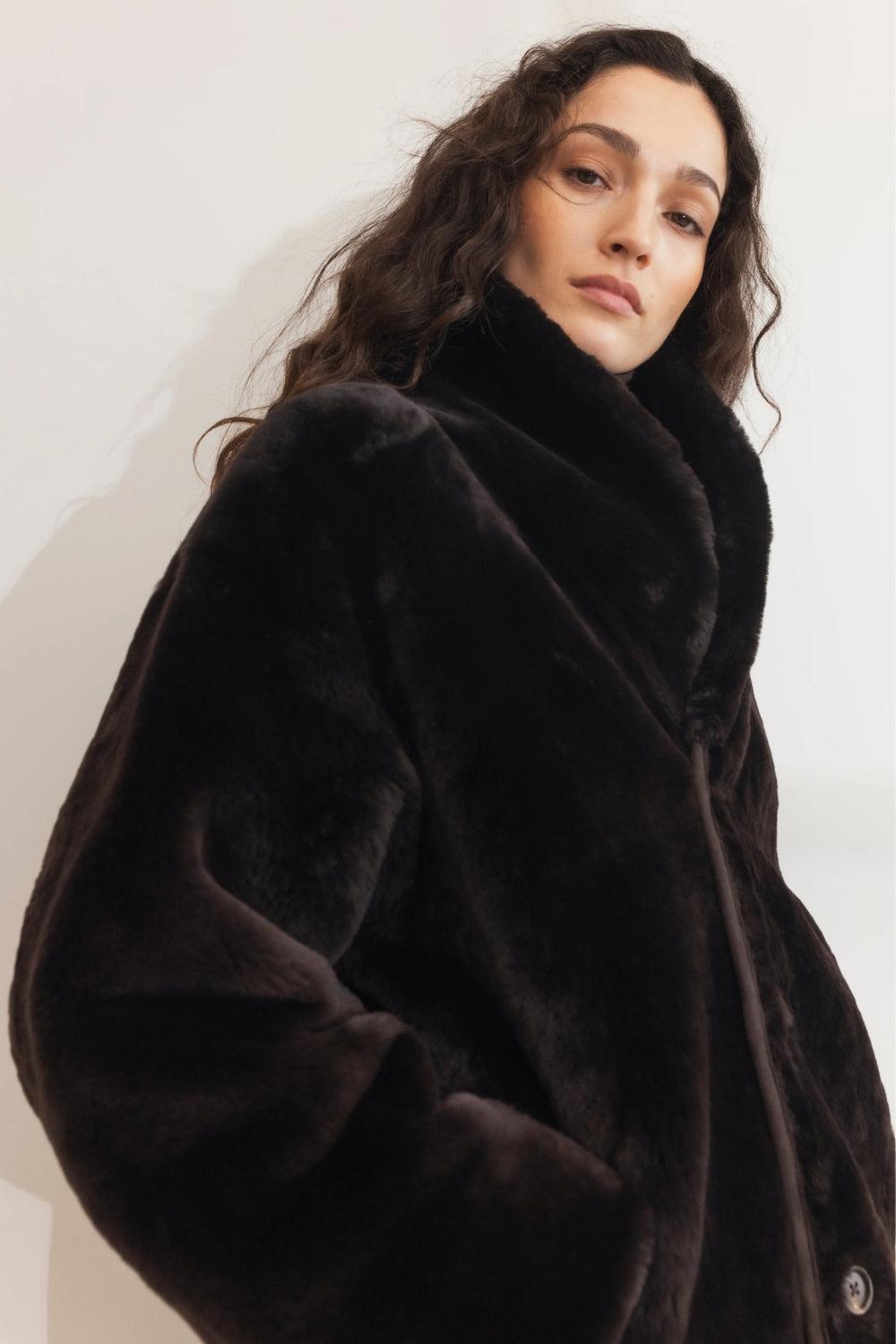Luna Shearling jacket dark brown
