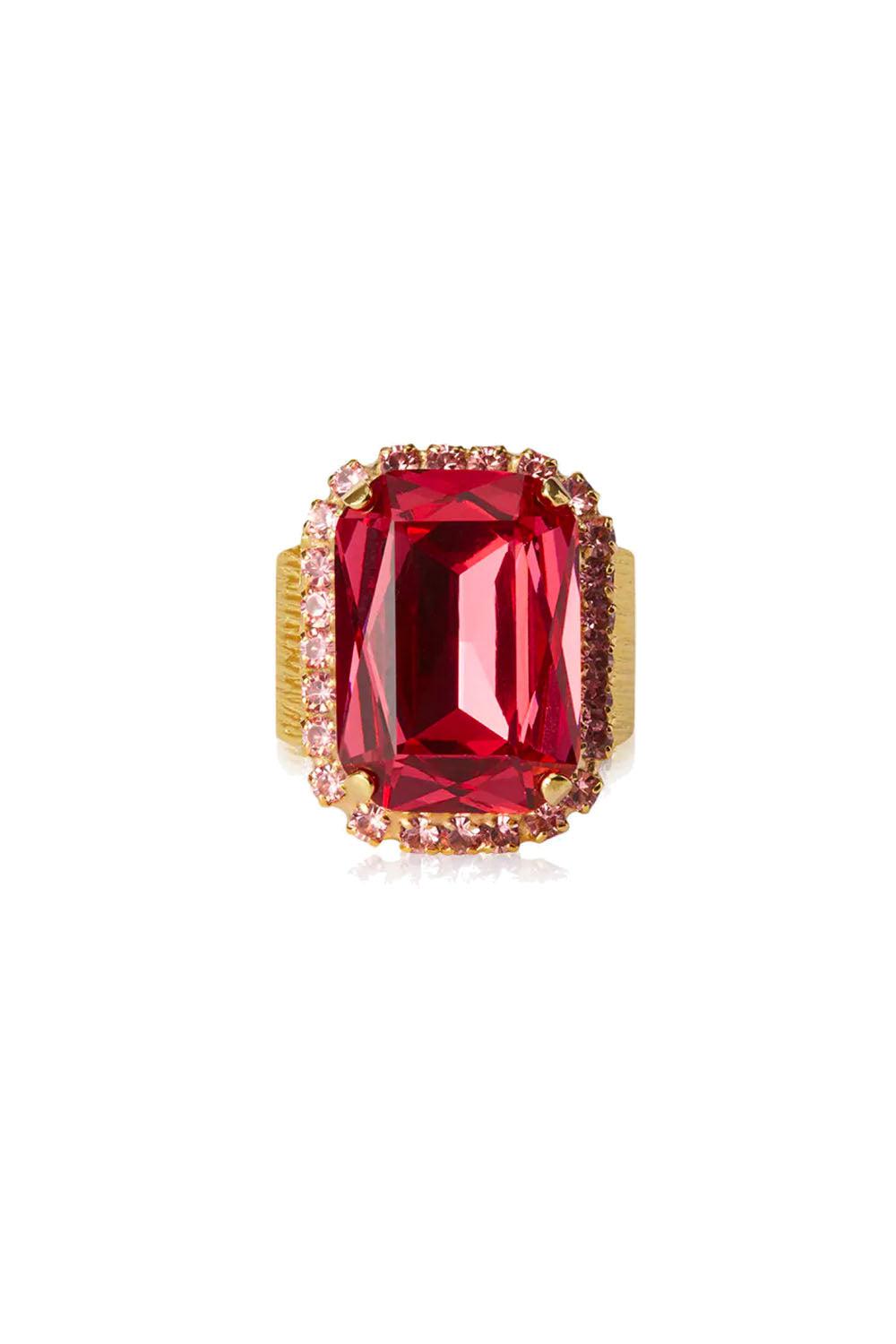 Lydia Cocktailring Gold Mulberry Red / Light Rose