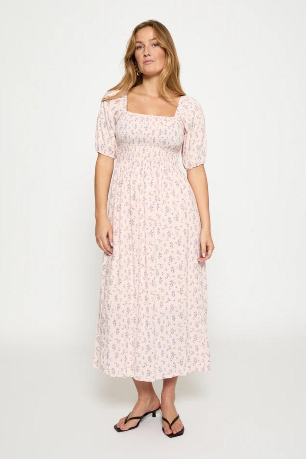 MSAnni Midi Dress Orchid Pink Print
