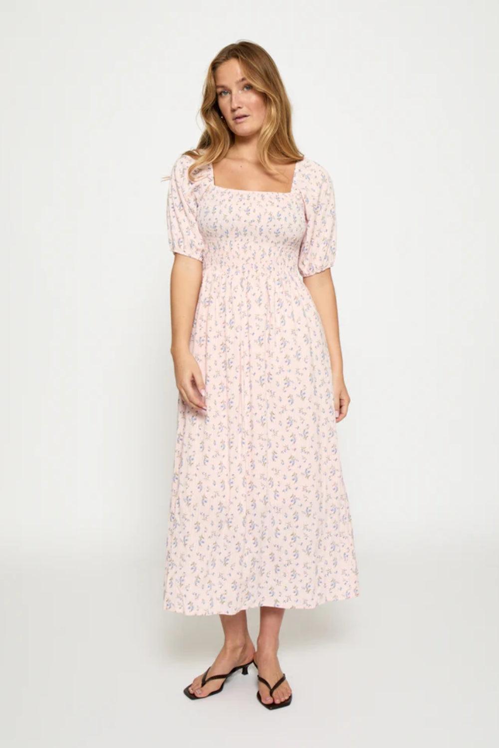 MSAnni Midi Dress Orchid Pink Print