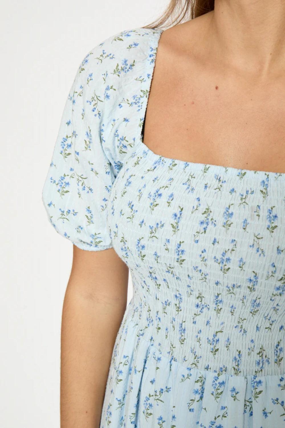 MSAnni Midi Dress Skyway Blue Print