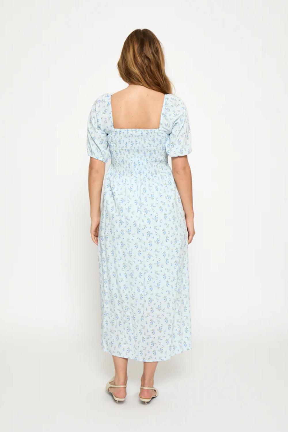 MSAnni Midi Dress Skyway Blue Print