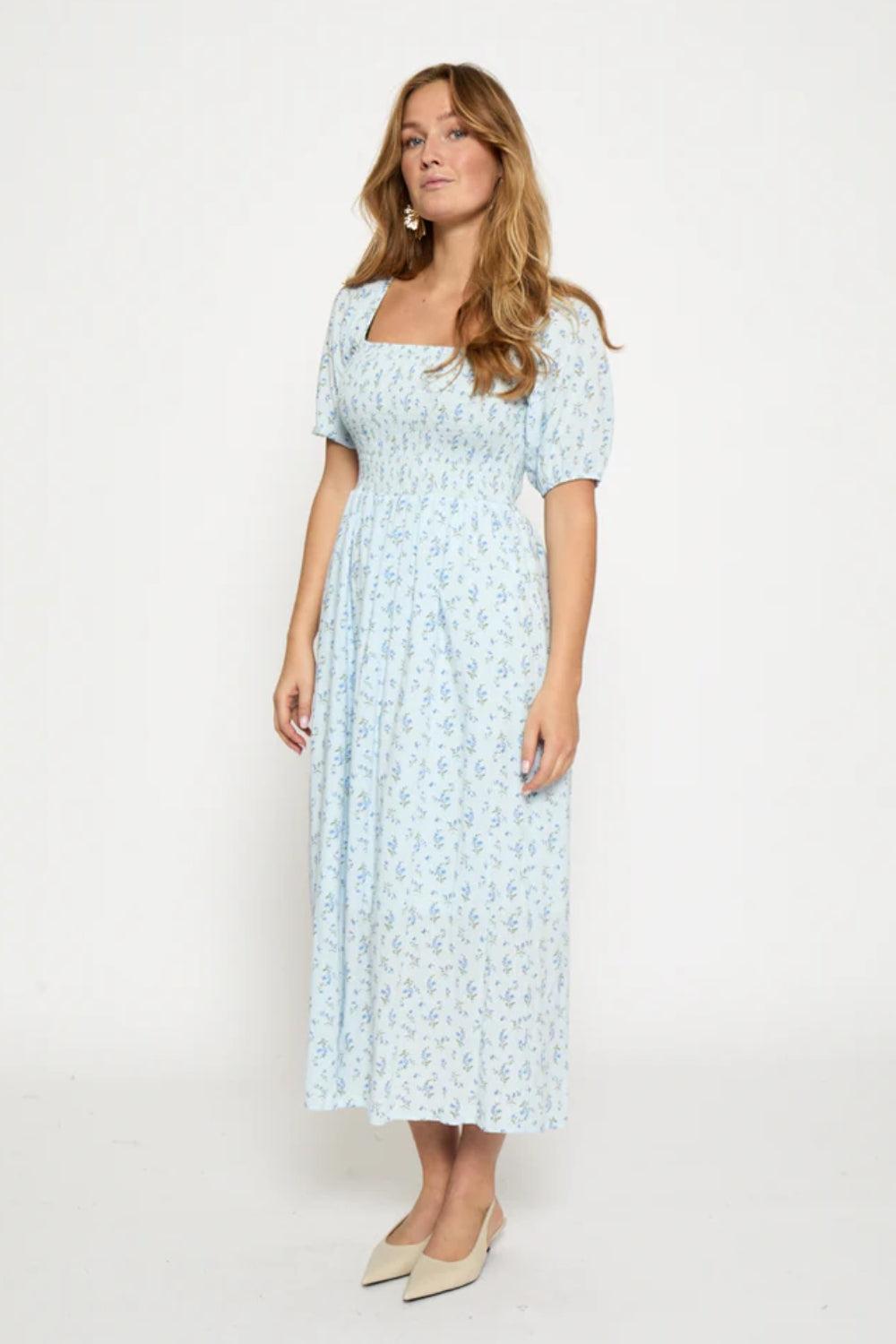 MSAnni Midi Dress Skyway Blue Print