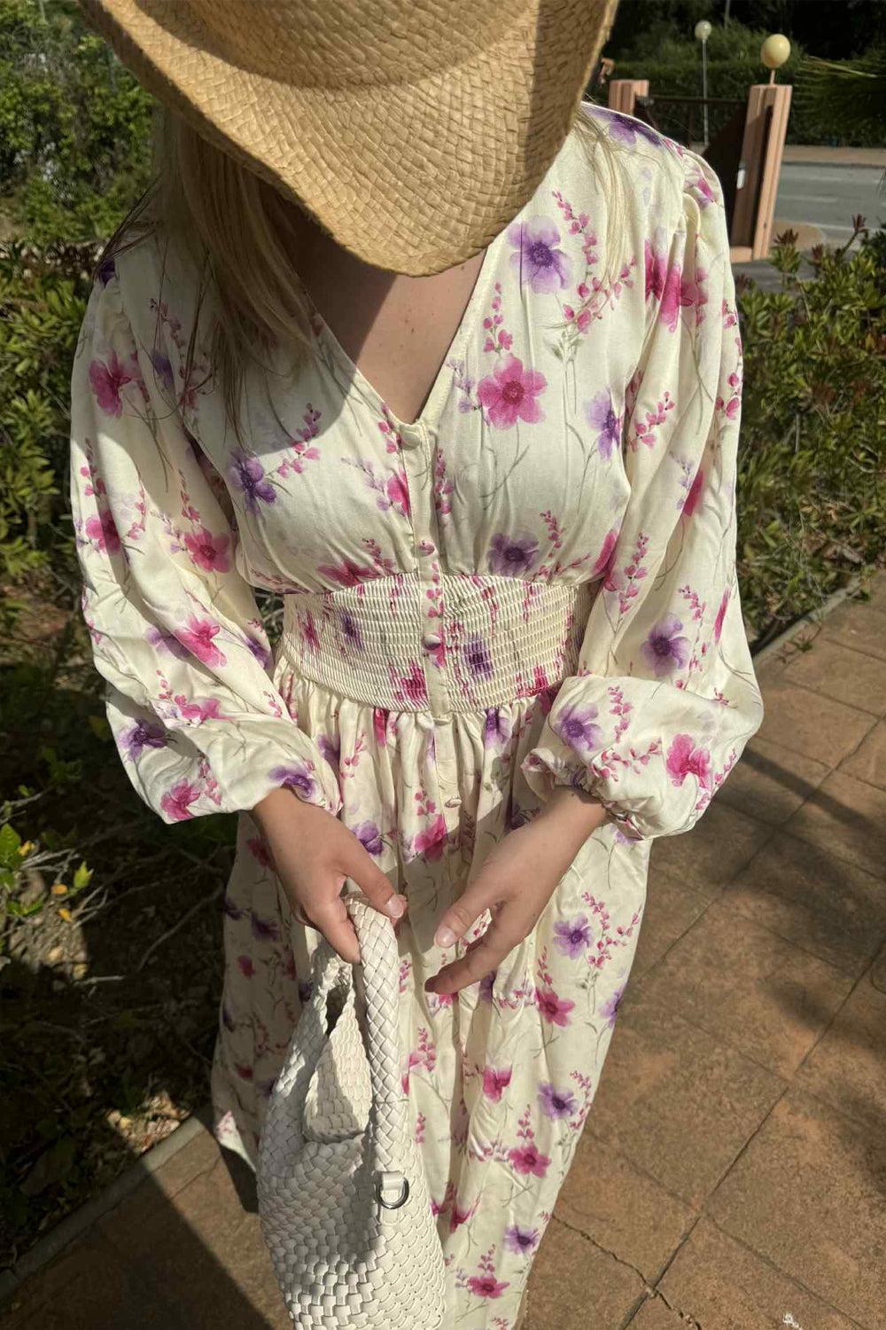 Marie Maxi dress White pink flower