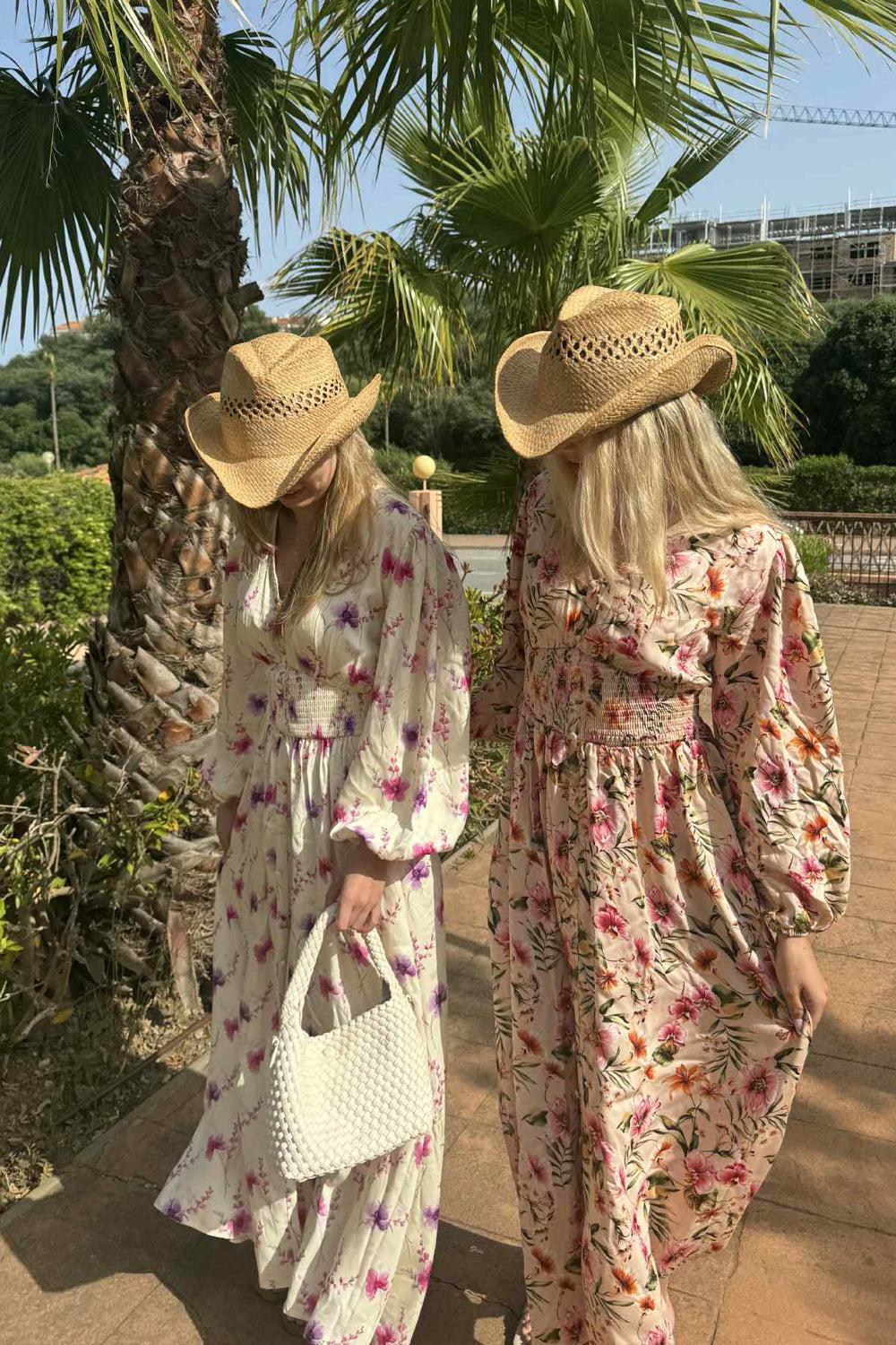 Marie Maxi dress White pink flower