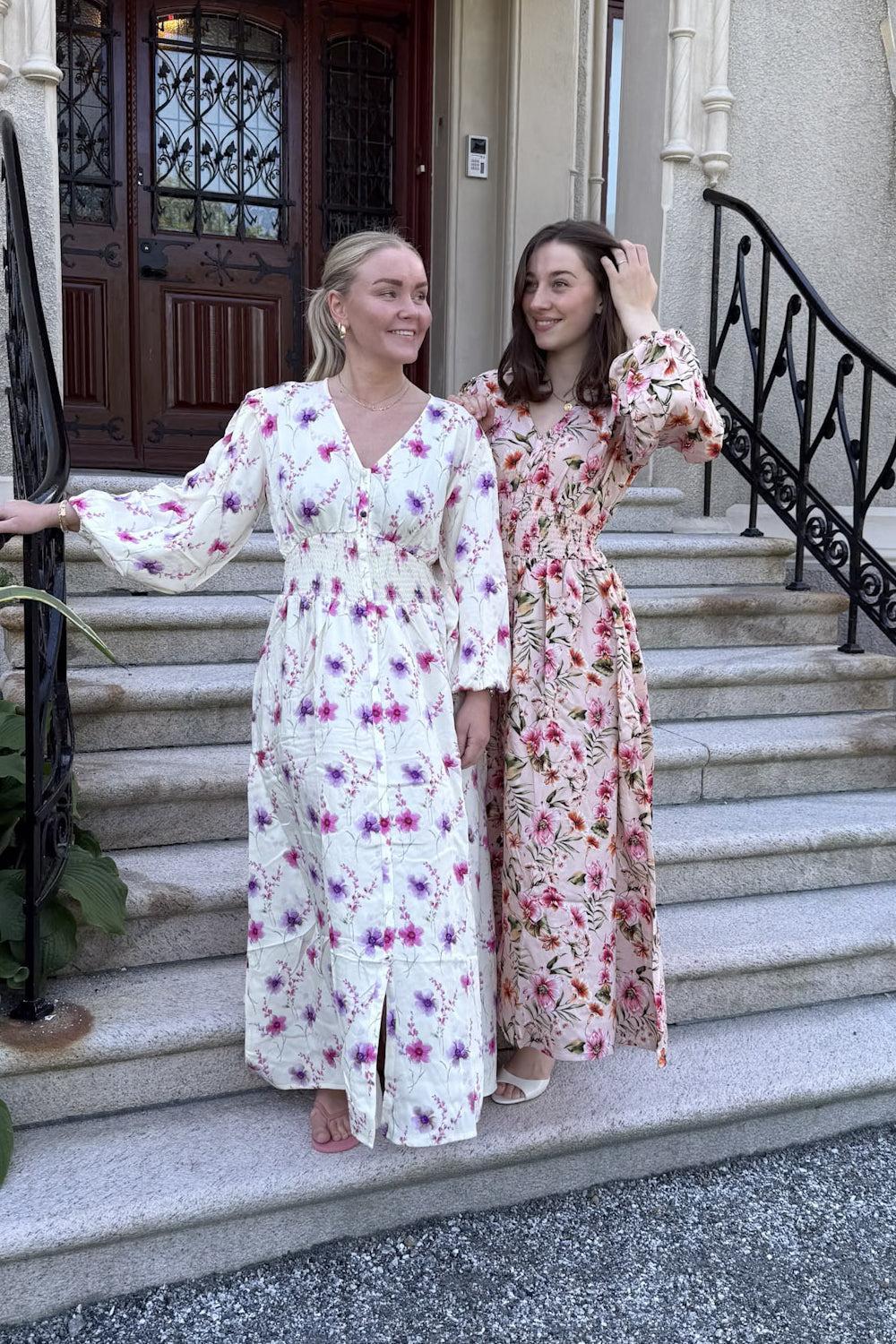 Marie Maxi dress White pink flower