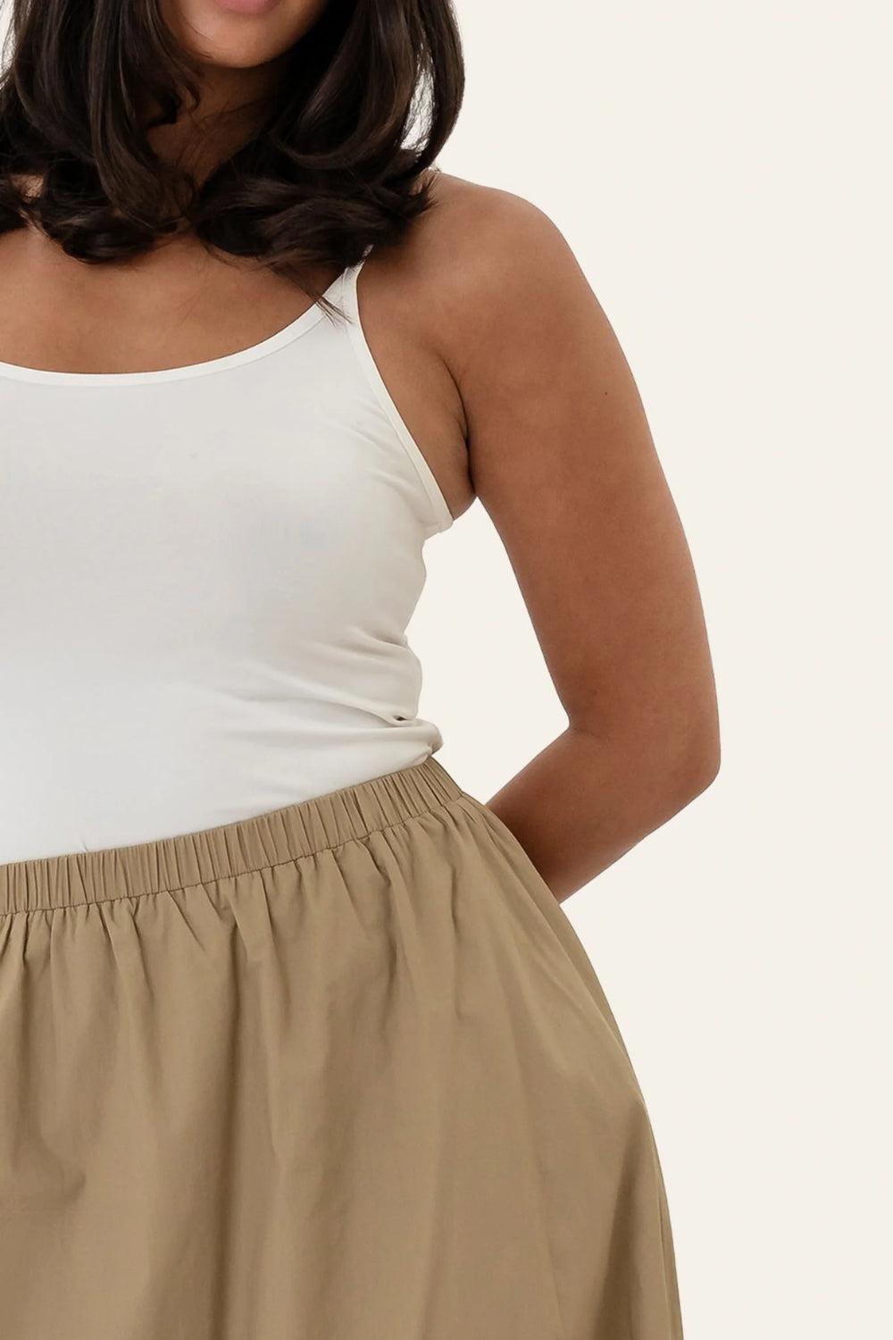 MilleIc Long Skirt Beige Khaki