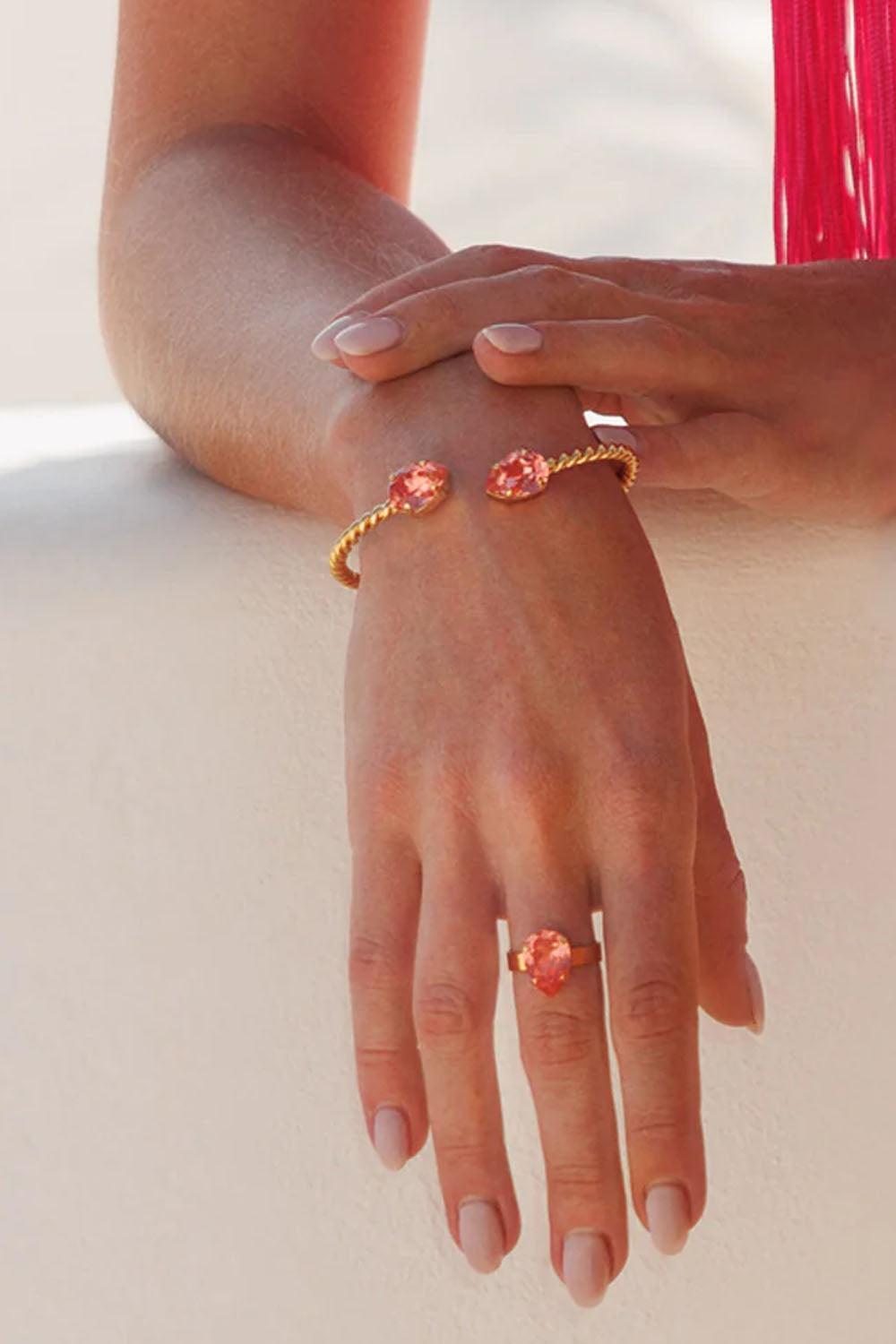 Mini Drop Ring Gold Rose Peach