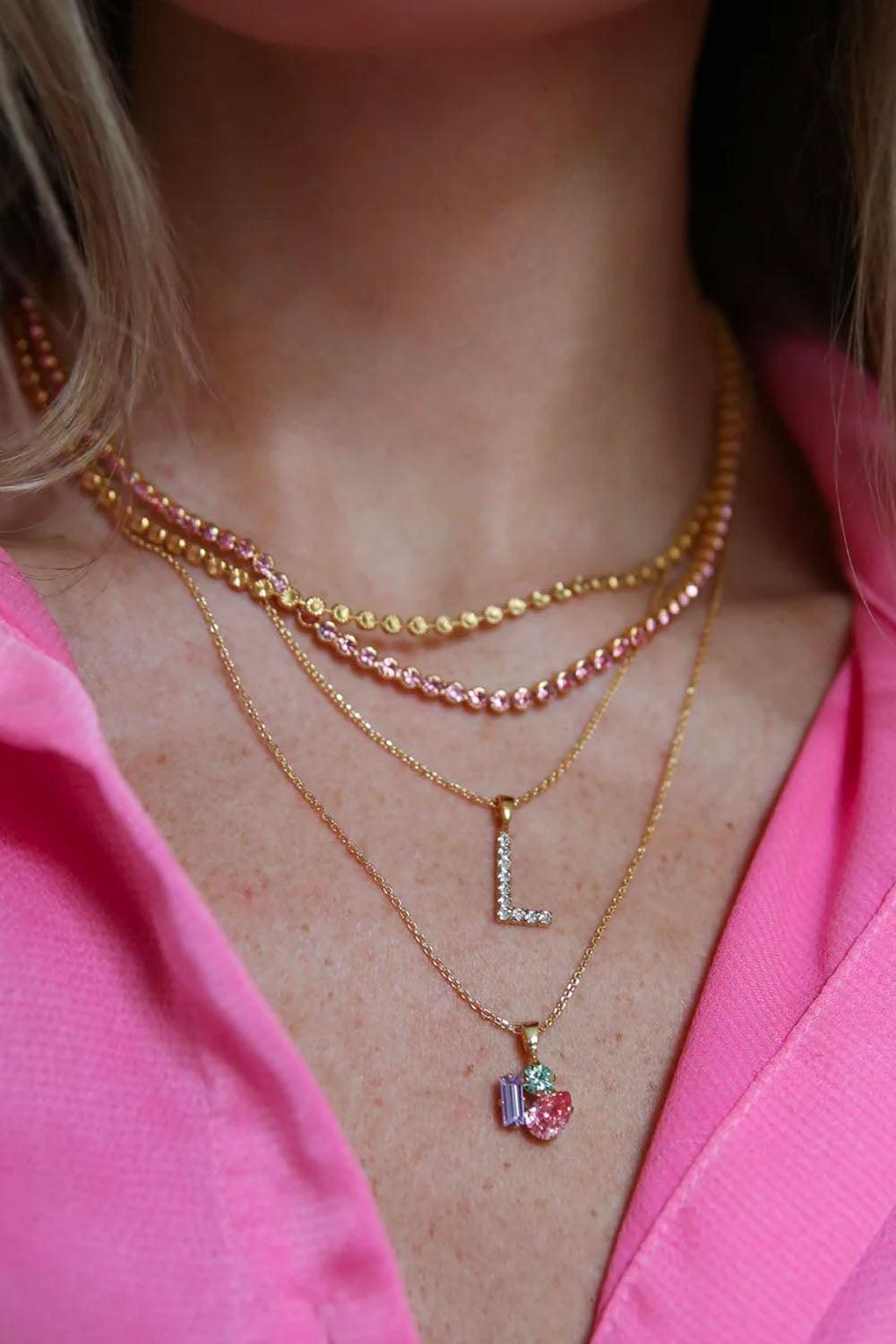 Mini Letter Necklace Gold Letter I