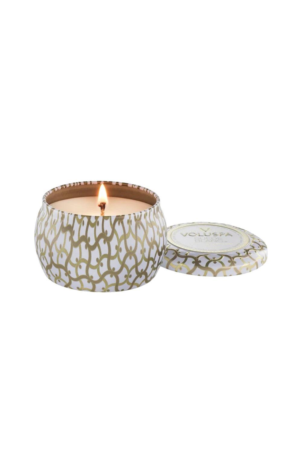 Mini Tin Candle Suede Blanc