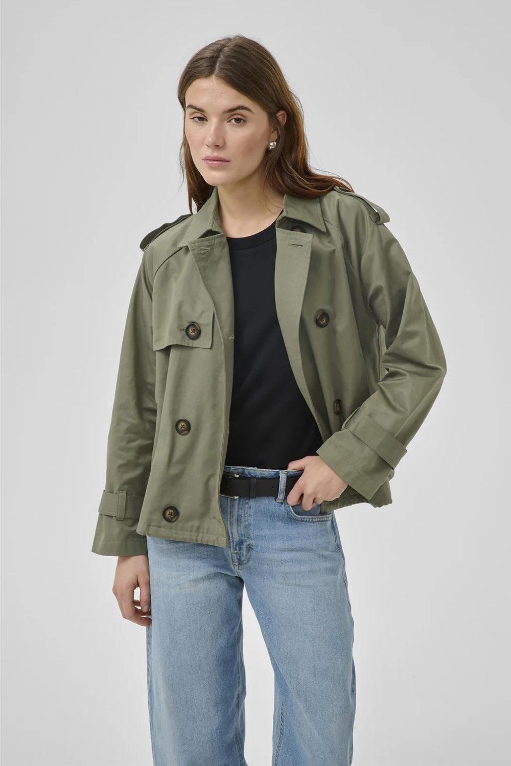 Mira Short Trenchcoat Dusty Olive