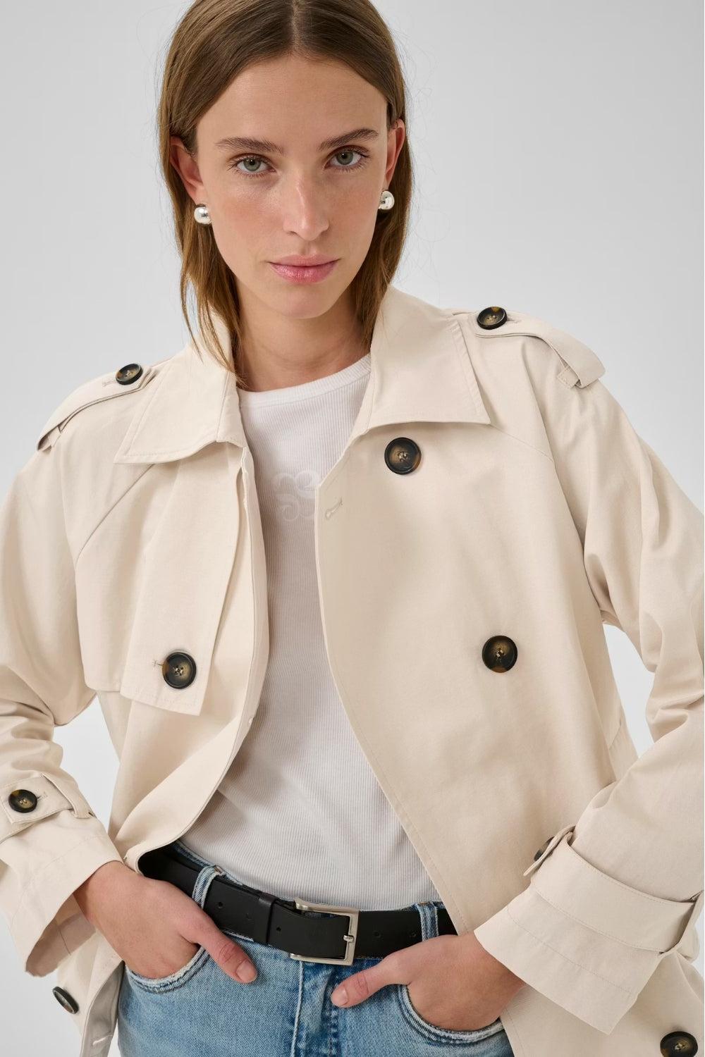 Mira Short Trenchcoat Oatmeal