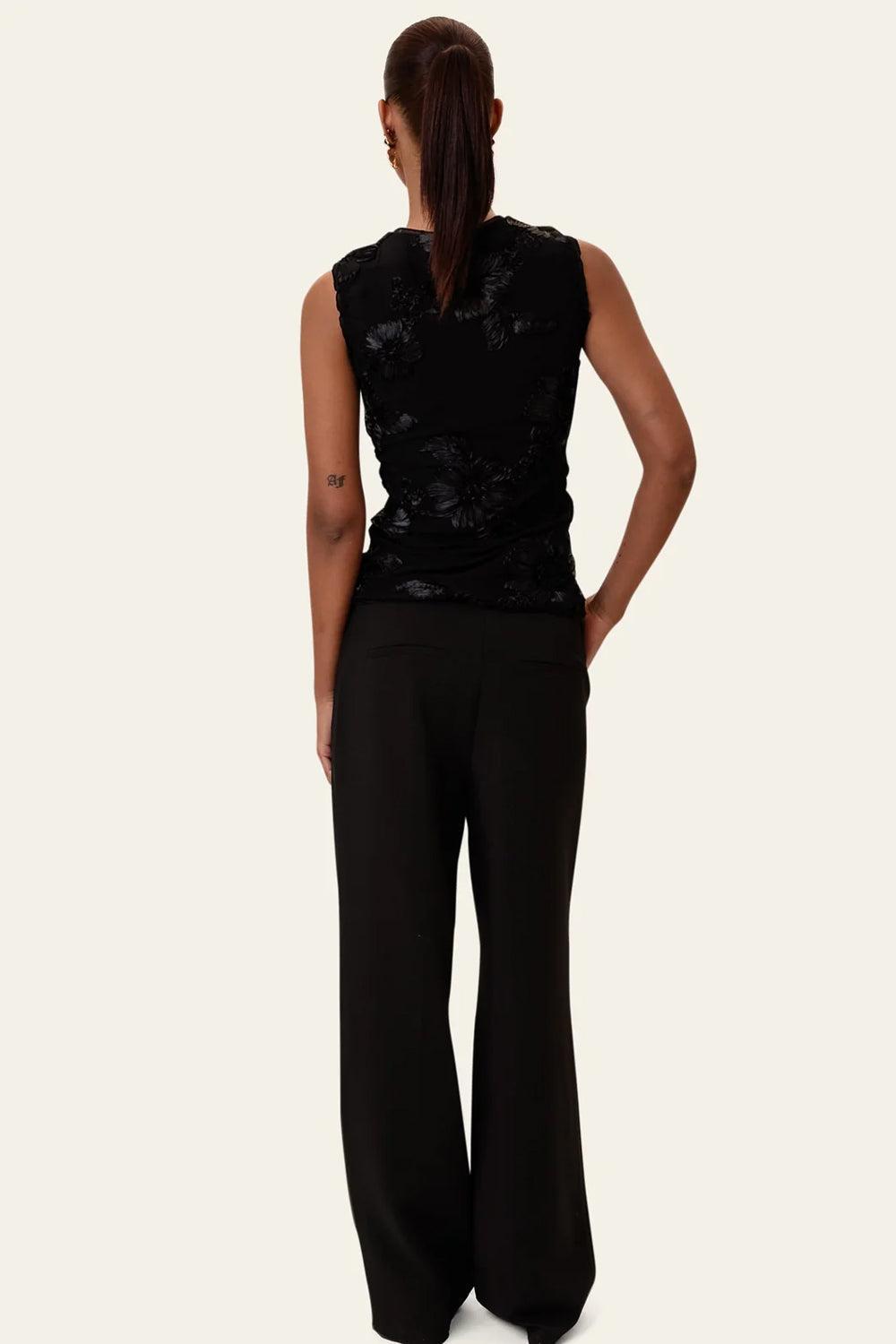 MiraIC Mesh Top Black Flower