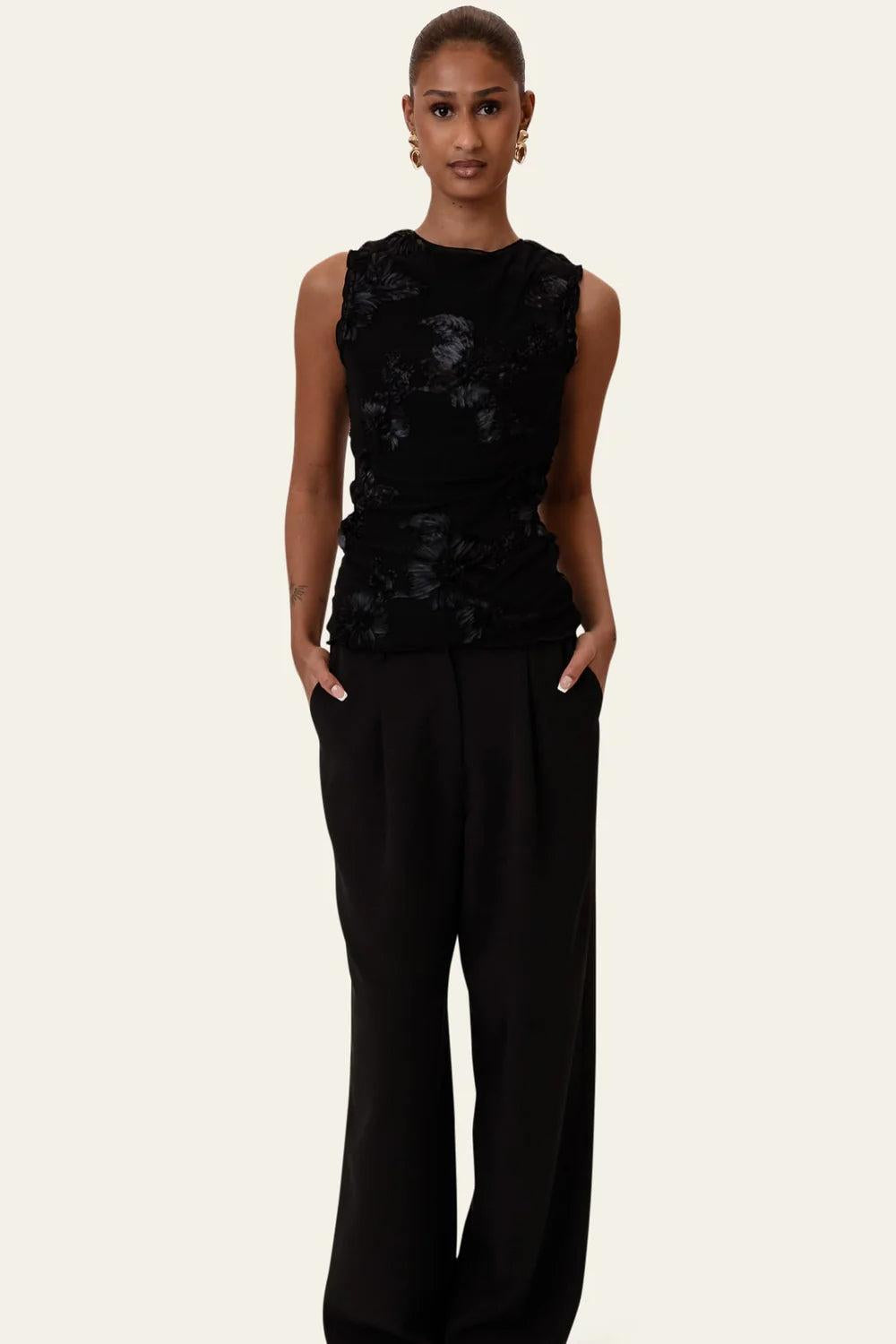 MiraIC Mesh Top Black Flower