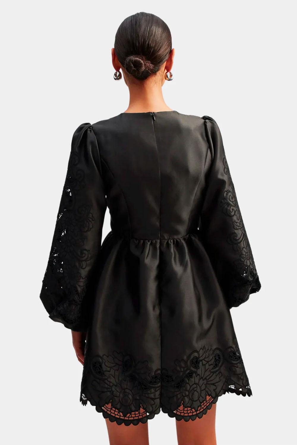 Molly broderie anglaise scallop hem mini dress Black