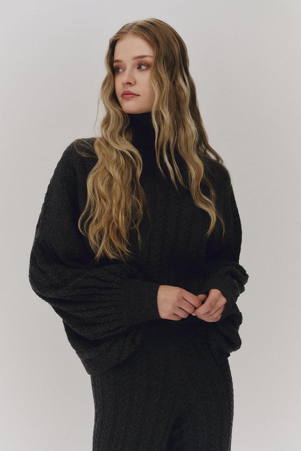 Mona Wool Poncho Dark Grey