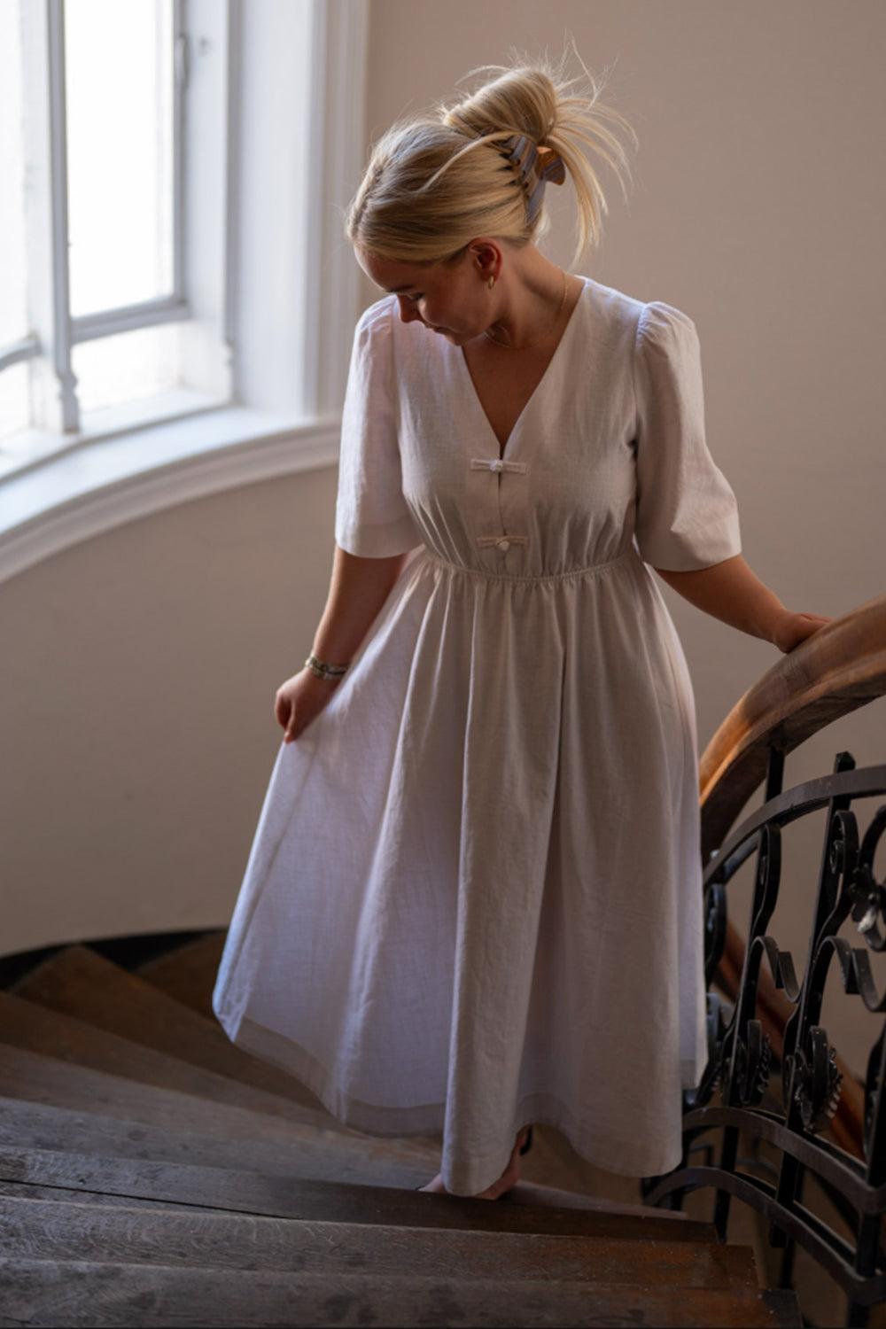 Monica Linen Dress White