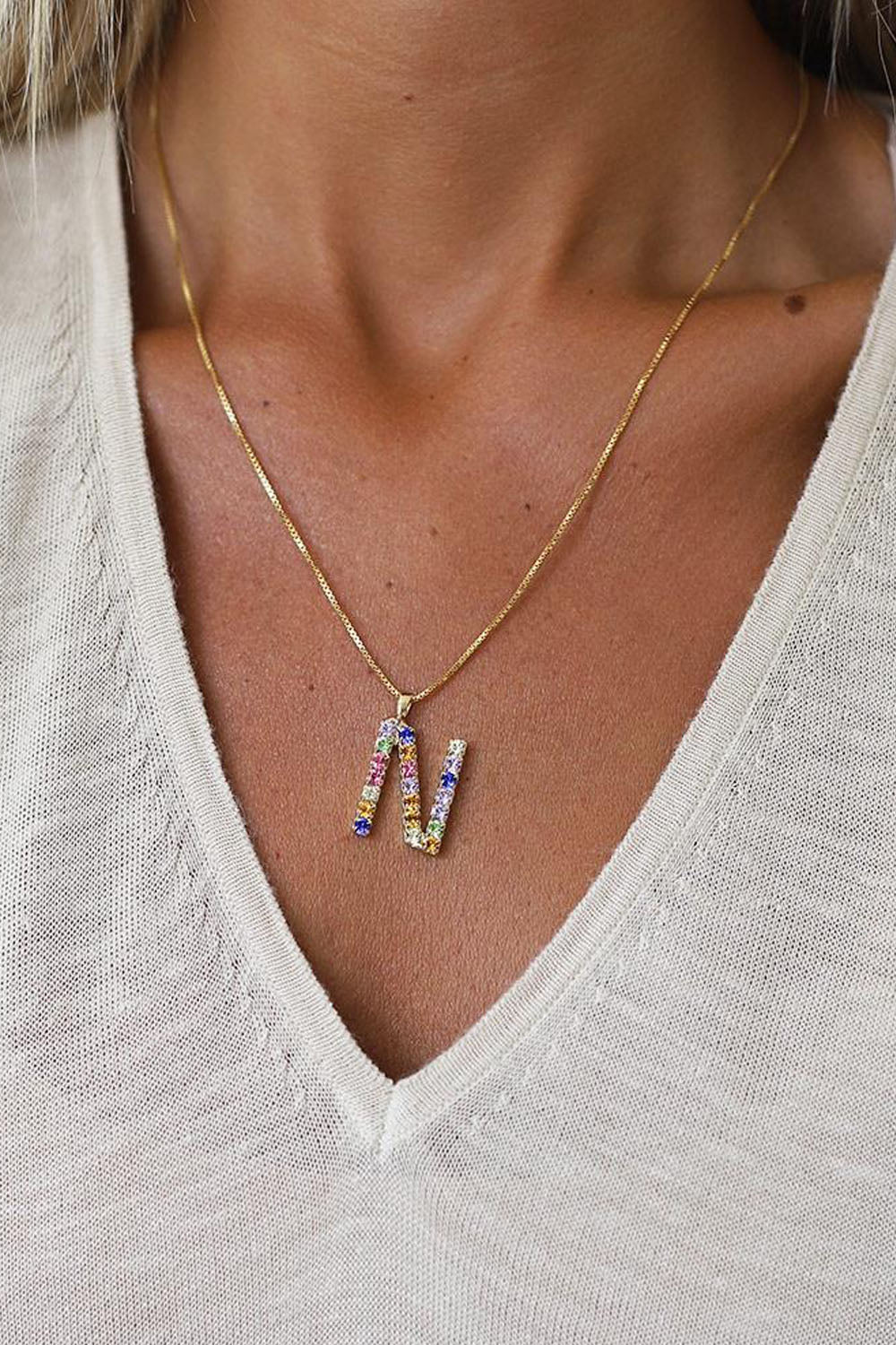 N Letter Necklace Gold 50cm