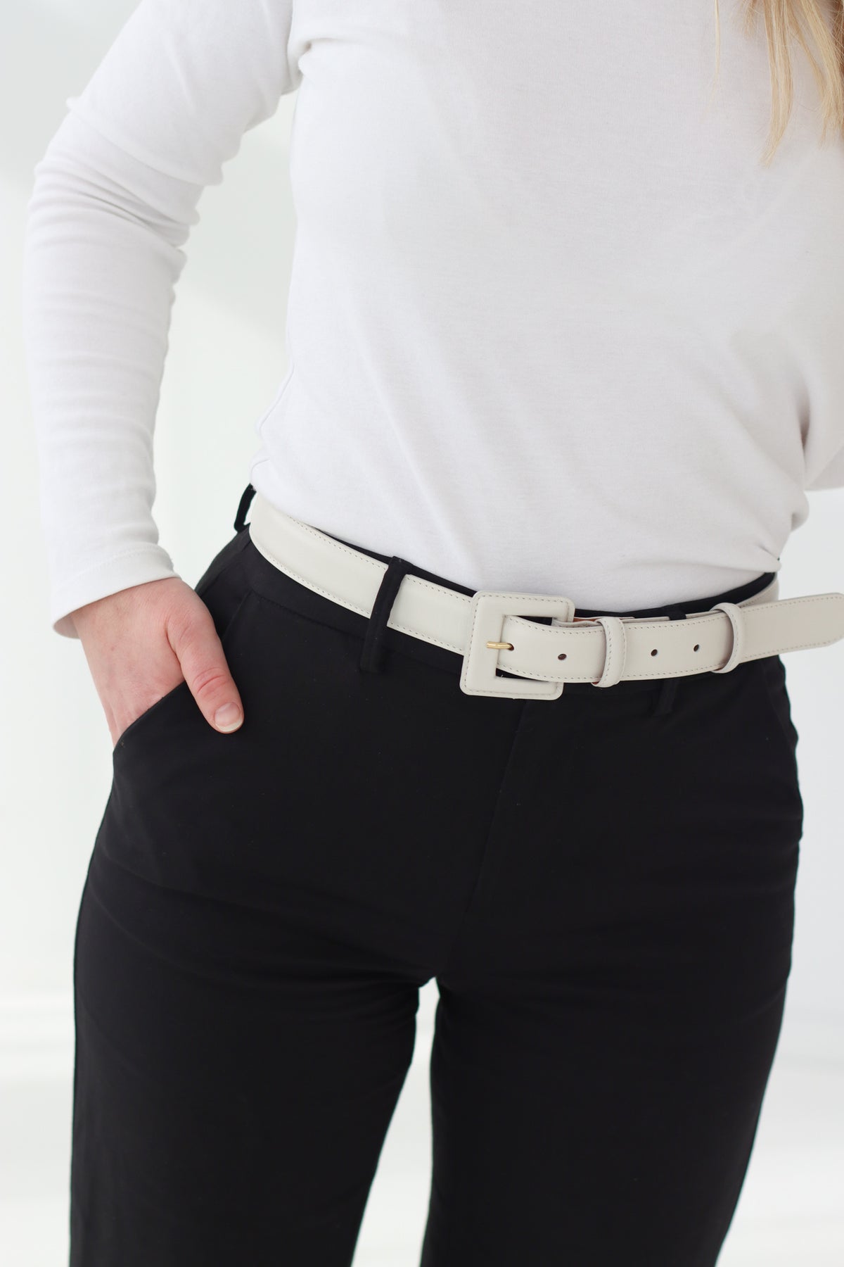 Nappa Leather Belt Ivory