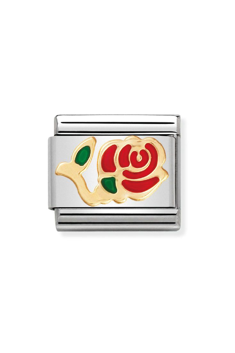 Nature 18k Gold & enamel Red rose