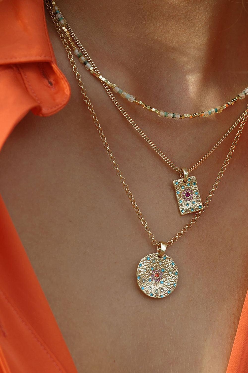 Necklace 42cm shiny gold/green GP