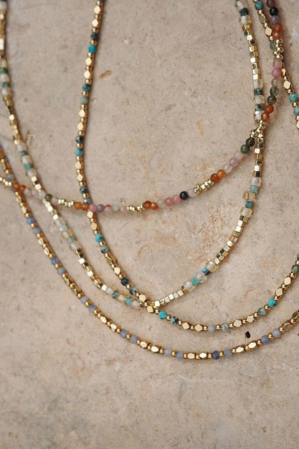 Necklace 42cm shiny gold/green GP