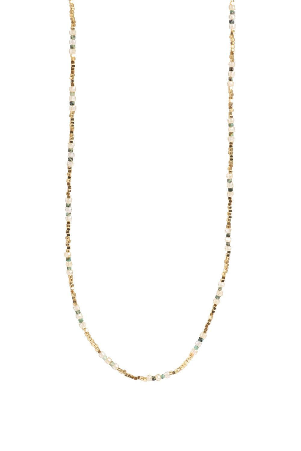 Necklace 42cm shiny gold/green GP