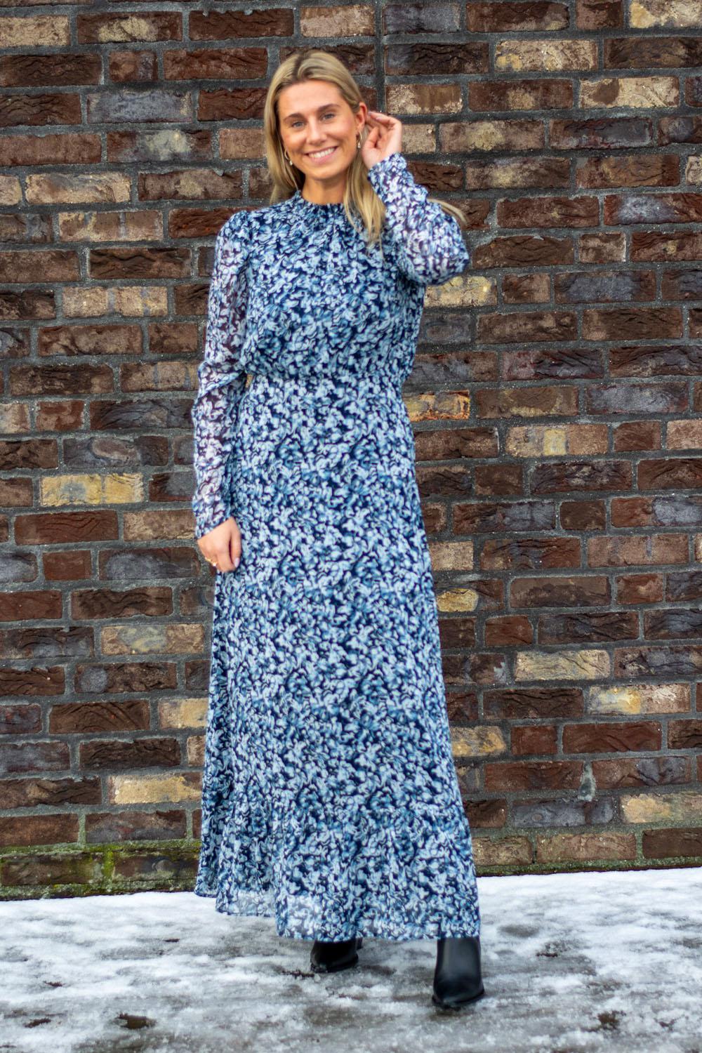 Nora Long Dress Blue Dawn Print