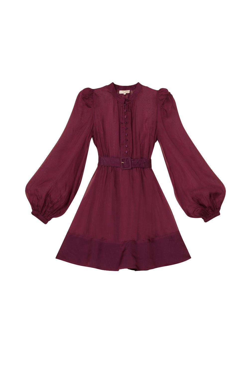 Organza Mini Dress Burgundy