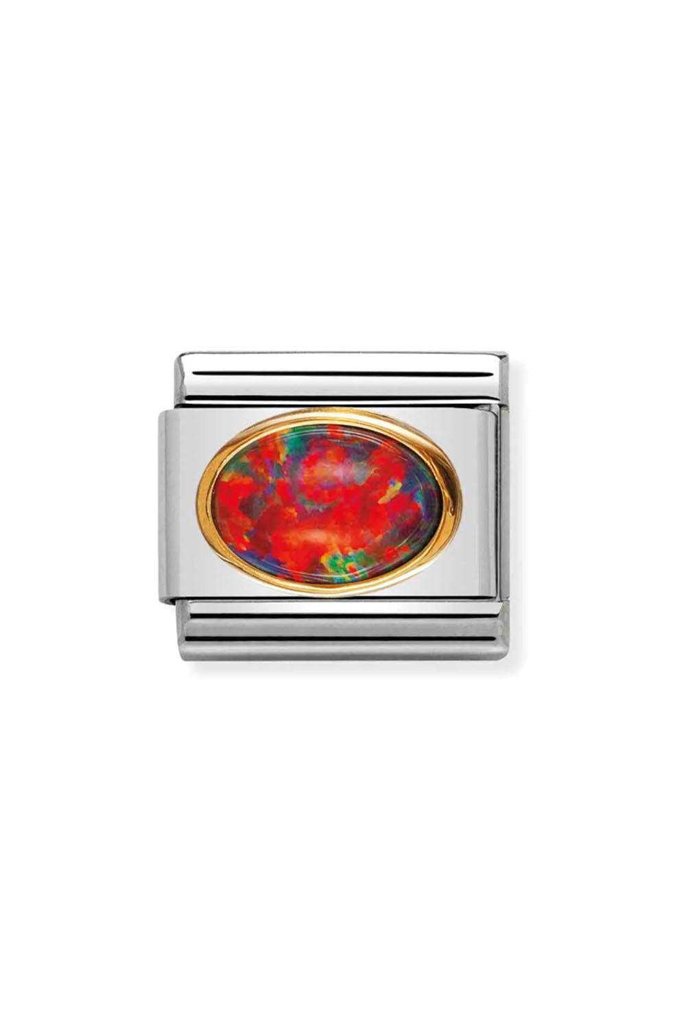 Oval hard stones 18k Gold & Red Opal