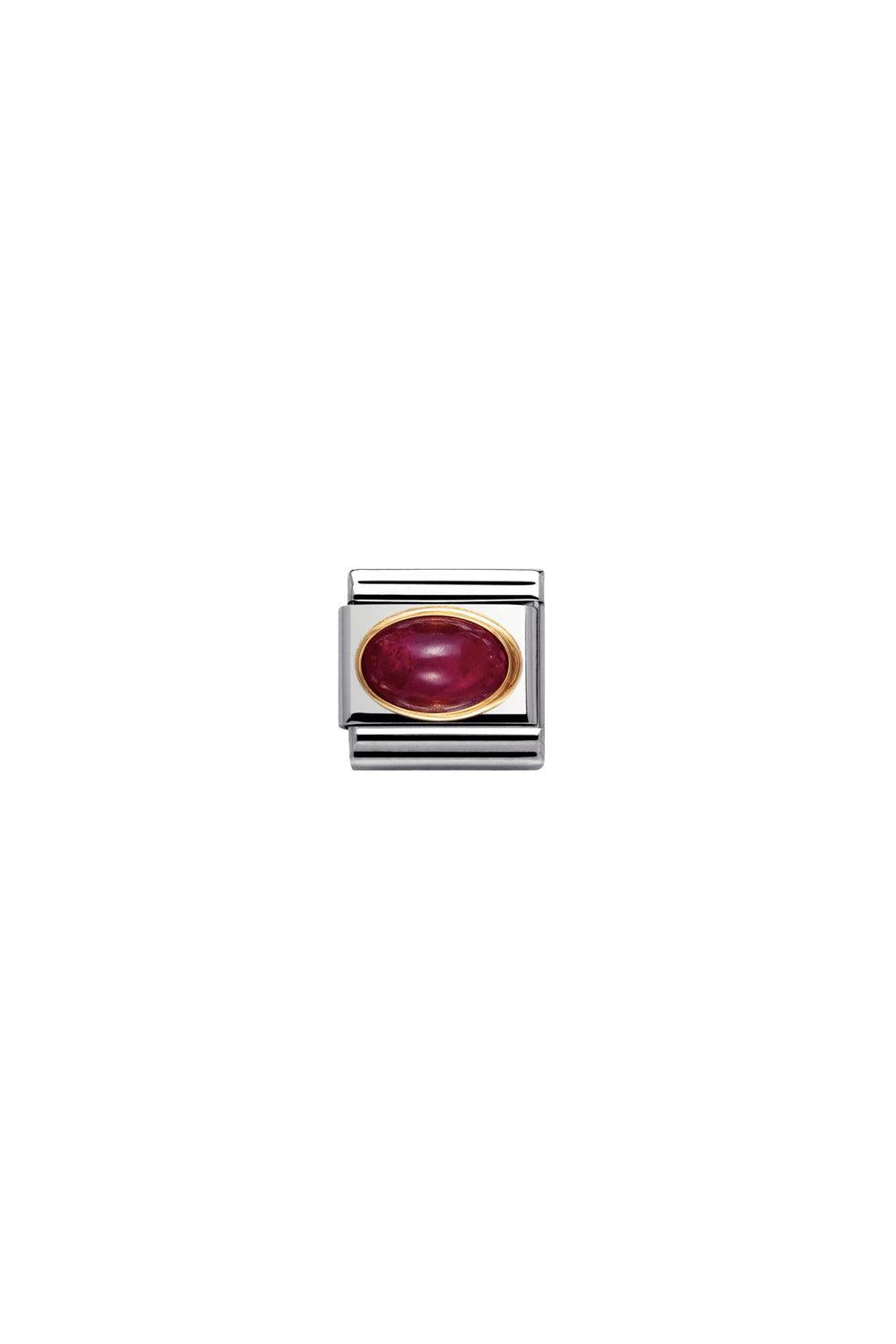 Oval hard stones 18k Gold & Ruby