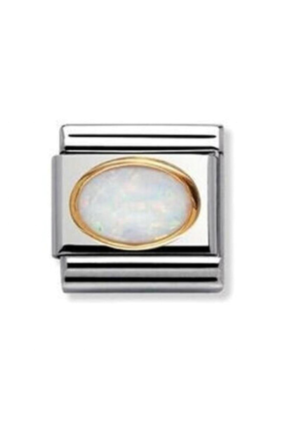 Oval hard stones 18k Gold & White Opal