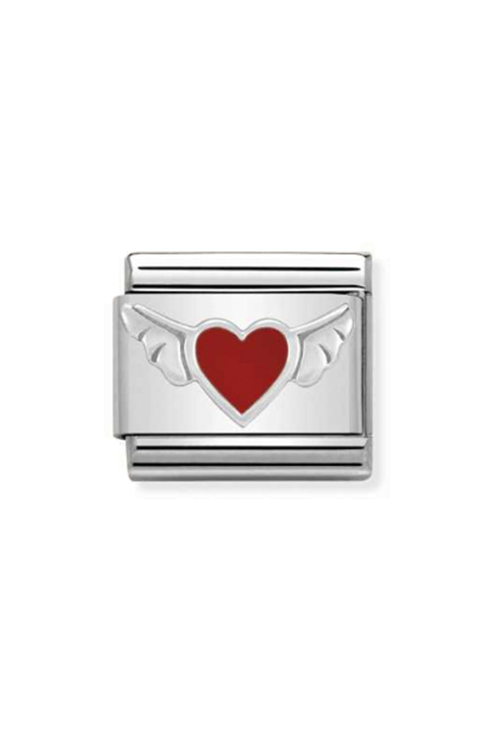 Oxidised Symbol 925 Silver and Enamel Heart with wings