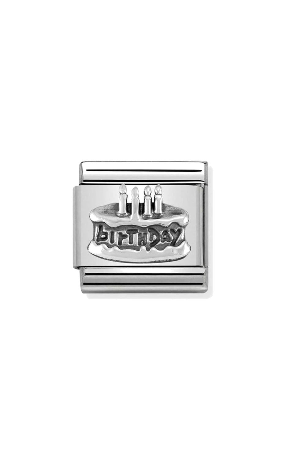Oxidised Symbol 925 Sterling Silver Birthday Cake