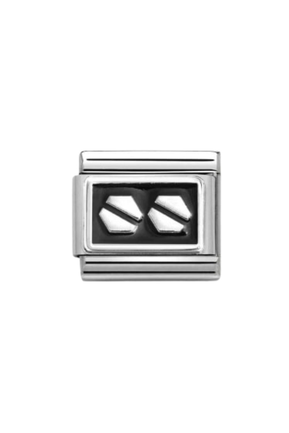 Oxidised Symbol in steel and 925 sterling silver Double Hex Screw