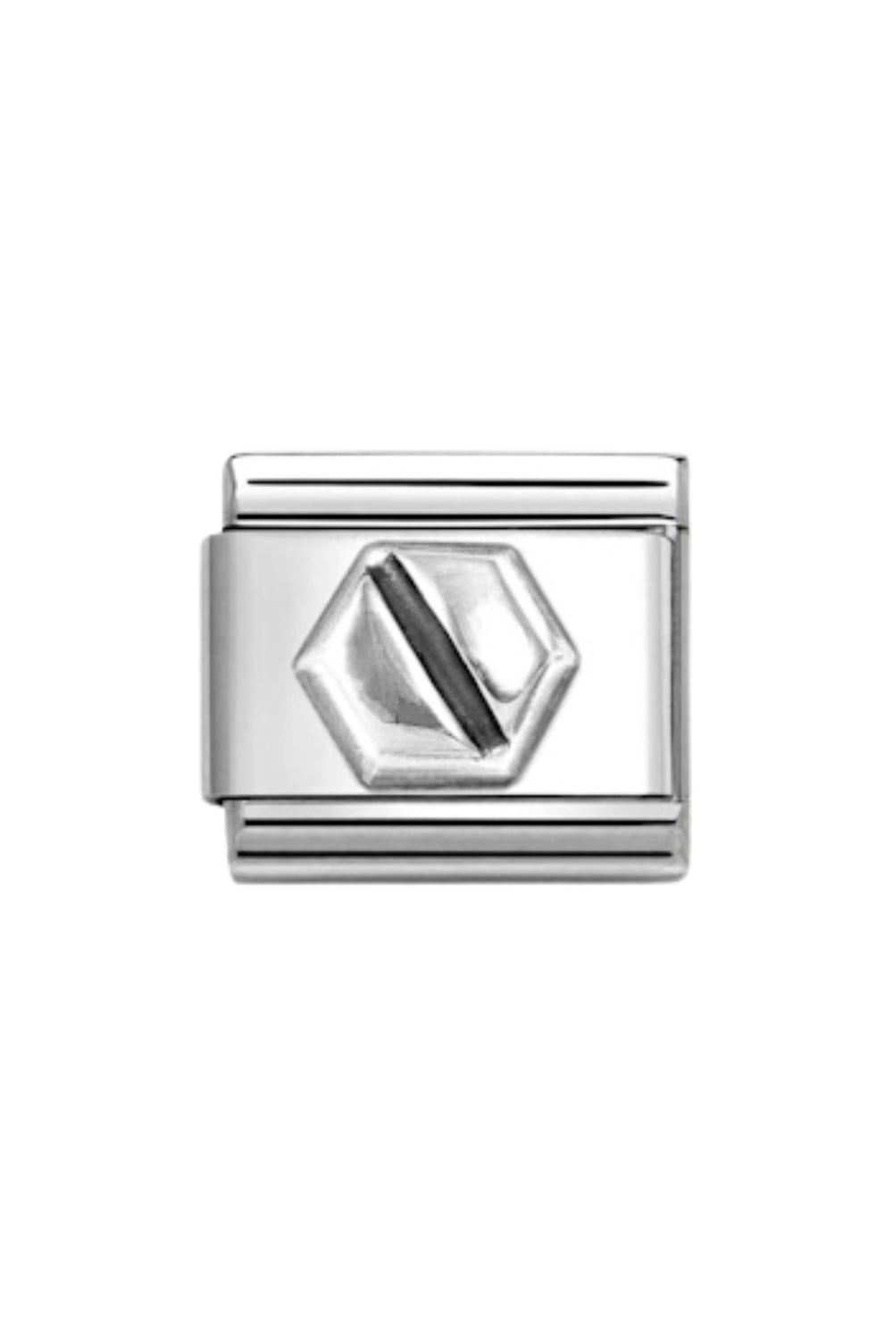 Oxidised Symbol in steel and 925 sterling silver Hex Screw