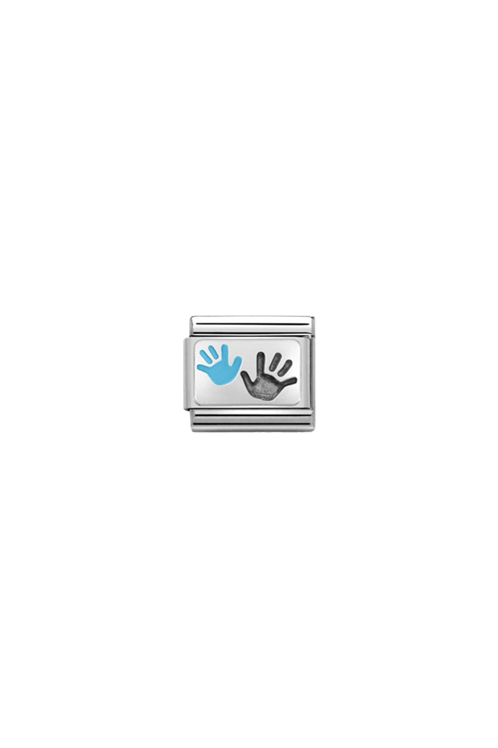 Oxidised plate 925 sterling Silver & Enamel Hands Son and Parent