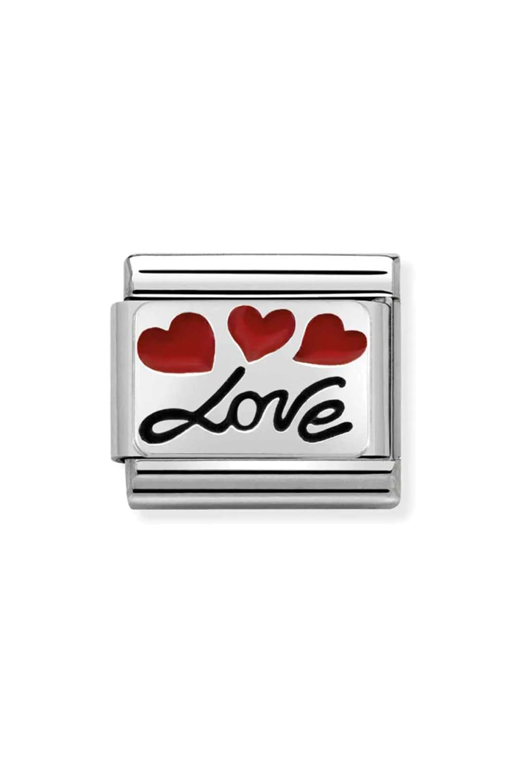 Oxidised plate 925 sterling Silver and Enamel Love italics and ballons