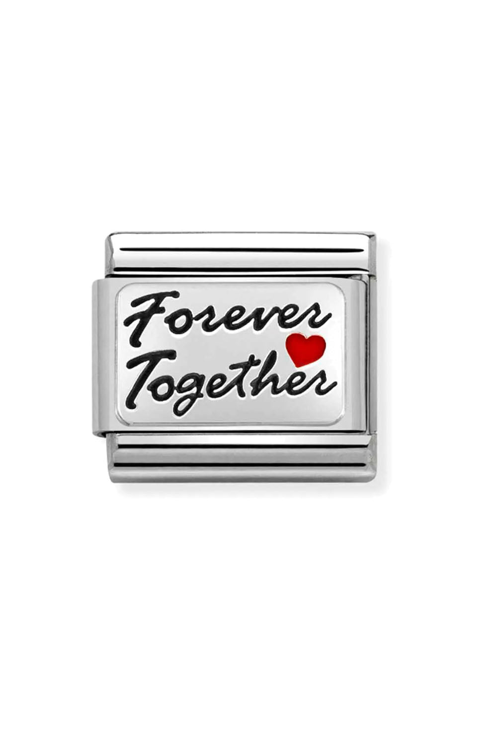 Oxidised plate 925 sterling Silver and Enamel forever together