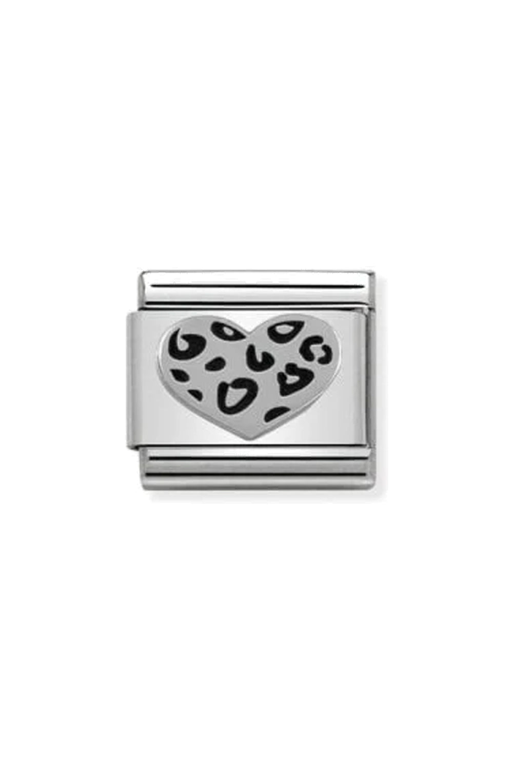 Oxidized Symbols 925 Sterling Silver Leopard Heart